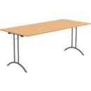 Schäfer Shop Table pliante Select, rectangulaire, piétement en double T, ferrure spéciale de pliage &amp; compensation au sol, L 1800 x P 800 x H 720 mm, décor hêtre/anthracite