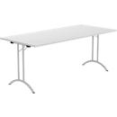 Schäfer Shop Table pliante Select, rectangulaire, piétement en double T, ferrure spéciale de pliage &amp; compensation du sol, L 1800 x P 800 x H 720 mm, gris clair/argenté