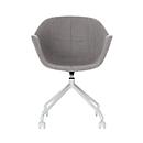 Schalenstuhl Gant, B 620 x T 575 x H 850 mm, um 360° drehbar, Rollen, gepolstert, Polypropylen & Stahl lackiert, grau/weiß