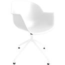 Schalenstuhl Moon, 2er-Set, B 600 x T 575 x H 830 mm, um 360° drehbar, Polypropylen & Stahl lackiert, weiß