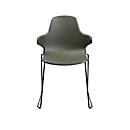 Schalenstuhl Topstar T2020, Kufengestell, ergonomische Sitzschale, stapelbar bis 4 Stück, Sitzhöhe 450 mm, 2er-Set, mit Armlehnen, grau/schwarz