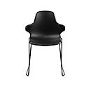 Schalenstuhl Topstar T2020, Kufengestell, ergonomische Sitzschale, stapelbar bis 4 Stück, Sitzhöhe 450 mm, 2er-Set, mit Armlehnen, schwarz/schwarz