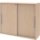 Schiebetür-Anbauschrank BARI, 4 Böden, Schloss, Mitteltrennwand, B 1200 x T 430 x H 1117 mm, Ahorn-Dekor