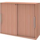 Schiebetür-Anbauschrank BARI, 4 Böden, Schloss, Mitteltrennwand, B 1200 x T 430 x H 1117 mm, Buche-Dekor