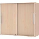 Schiebetür-Aufbauschrank BARI, 4 Böden, Schloss, Mitteltrennwand, B 1200 x T 430 x H 1057 mm, Ahorn-Dekor
