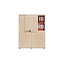 Schiebetürenschrank, Akustikfront, B 1200 mm, 4 OH, Ahorn-Dekor