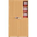 Schiebetürenschrank, Akustikfront, B 1200 mm, 6 OH, Buche-Dekor
