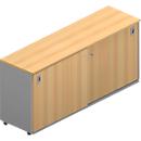 Schiebetürenschrank ARLON OFFICE, 2 Fächer, abschließbar, Muschelgriffe, B 1600 x T 450 x H 730 mm, Buche-Dekor