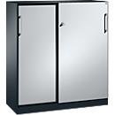 Schiebetürenschrank ASISTO C 3000, 3 Ordnerhöhen, mit Abdeckplatte, Breite 1200 mm, anthrazit/alusilber