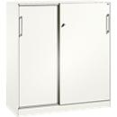 Schiebetürenschrank ASISTO C 3000, 3 Ordnerhöhen, mit Abdeckplatte, Breite 1200 mm, weiß/weiß