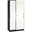 Schiebetürenschrank ASISTO C 3000, 5 Ordnerhöhen, abschließbar, Breite 1000 mm, anthrazit/weiß