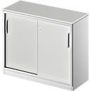 Schiebetürenschrank TETRIS SOLID, 2 OH, B 1000 mm, inkl. 19 mm Abdeckplatte, lichtgrau/weißalu