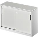 Schiebetürenschrank TETRIS SOLID, 2 OH, B 1200 mm, inkl. 19 mm Abdeckplatte, lichtgrau/weißalu