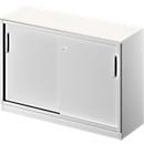 Schiebetürenschrank TETRIS SOLID, 2 OH, B 1200 mm, inkl. 19 mm Abdeckplatte, weiß/weißalu