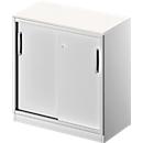 Schiebetürenschrank TETRIS SOLID, 2 OH, B 800 mm, inkl. 19 mm Abdeckplatte, weiß/weißalu