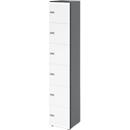 Schließfachschrank Topas Line, 6 Ordnerhöhen, 6 Fächer, Zahlenschloss, B 400 x T 420 x H 2156 mm, graphit/weiß