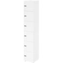 Schließfachschrank Topas Line, 6 Ordnerhöhen, 6 Fächer, Zahlenschloss, B 400 x T 420 x H 2156 mm, weiß/weiß