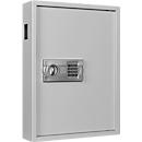 Schlüsselschrank SLE 120, für die Wandmontage, 120 Haken, mit Einwurfschlitz, Türanschlag rechts, Elektronikschloss mit Batterien, inkl. Verankerungsmaterial, B 460 x T 130 x H 630 mm, Stahlblech, lichtgrau RAL 7035