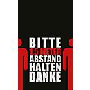 Schmutzfangmatte 1,5m Abstand halten, für innen, Polyamid/ Vinyl, L 1500 x B 900 x H 6 mm, schwarz/ rot/ weiß