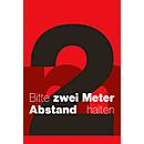 Schmutzfangmatte 2m Abstand halten, innen, Polyamid/ Vinyl, L 1200 x B 1800 mm, rot/ schwarz/ weiß