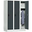 Schoollocker, compartimentbreedte 300 mm, veiligheidscilinderslot, 3 compartimenten, lichtgrijs/antraciet