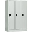 Schoollocker, compartimentbreedte 300 mm, veiligheidscilinderslot, 3 compartimenten, lichtgrijs/lichtgrijs