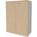 Schrank ARLON OFFICE, 3 Ordnerhöhen, abschliessbar, B 900 x T 450 x H 1232 mm, Eiche-Dekor/alu