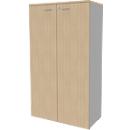 Schrank ARLON OFFICE, 4 Ordnerhöhen, abschliessbar, B 900 x T 450 x H 1600 mm, Eiche-Dekor/alu