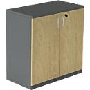 Schrank NEVADA, B 800 x T 445 x H 825 mm, dunkelgrau/Eiche