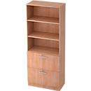 Schrank ULM, mit Hängeregistraturauszügen, 3 OH, H 2004 x B 800 x T 420 mm, Nussbaum-Dekor