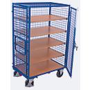Schrankwagen, Stahl/MDF-Platte, Enzianblau/Buche-Dekor, 5 Etagen, 1045 x 685 mm, Dach und Doppelflügeltür, abschließbar, EasySTOP, bis 500 kg