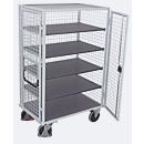 Schrankwagen, Stahl/MDF-Platte, Lichtgrau/dunkelgrau, 5 Etagen, 1245 x 785 mm, Dach und Doppelflügeltür, abschließbar, EasySTOP, bis 500 kg