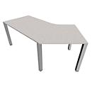 Schreibtisch 135° SOLUS PLAY, 4-Fuß, Freiform, Ansatz links, B 2165 x T 800 x H 720 - 820 mm, Ceramic grey