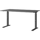 Schreibtisch Aalborg, mechanisch höhenverstellbar, bis 80 kg, Rechteck, C-Fuß, B 1400 x T 800 x H 680 - 910 mm, graphit/schwarzgrau