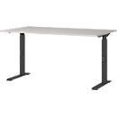 Schreibtisch Aalborg, mechanisch höhenverstellbar, bis 80 kg, Rechteck, C-Fuß, B 1400 x T 800 x H 680 - 910 mm, kaschmir/schwarzgrau