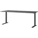 Schreibtisch Aalborg, mechanisch höhenverstellbar, bis 80 kg, Rechteck, C-Fuß, B 1800 x T 800 x H 680 - 910 mm, graphit/schwarzgrau