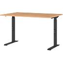 Schreibtisch Agenda Home, mechanisch höhenverstellbar, B 1200 x T 800 x H 680-910 mm, Grandson-Eiche/Schwarz