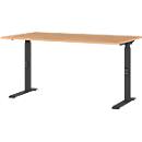 Schreibtisch Agenda Home, mechanisch höhenverstellbar, B 1400 x T 800 x H 680-910 mm, Grandson-Eiche/Schwarz