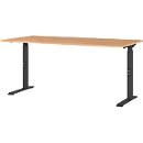 Schreibtisch Agenda Home, mechanisch höhenverstellbar, B 1600 x T 800 x H 680-910 mm, Grandson-Eiche/Schwarz