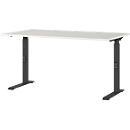 Schreibtisch Agenda, mechanisch höhenverstellbar, B 1400 x T 800 x H 680-910 mm, Lichtgrau/Schwarz