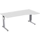Schreibtisch ALICANTE, C-Fuß, Freiform, Ansatz rechts, B 1800 x T 800/1000 x H 680-820 mm,