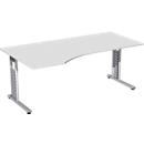 Schreibtisch ALICANTE, Freiform, Ansatz links, B 1800 x T 1000/800 x H 680-820 mm, lichtgrau