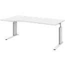 Schreibtisch BARI, C-Fuß, Anbau Schiebetürenschrank links, B 1800 mm, weiß