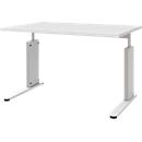 Schreibtisch BARI, C-Fuß, Form B, Rechteck, B 1200 x T 800 x H 680 - 820 mm, weiß