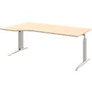 Schreibtisch BARI, Freiform, Ansatz links, C-Fuß, B 1800 x T 1000 mm, Ahorn-Dekor