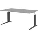 Schreibtisch BARI, Rechteck, Form A, C-Fuß, B 1600 x T 800 mm, mittelgrau