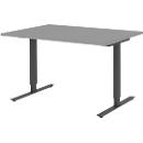 Schreibtisch BARI, T-Fuß, Rechteck, B 1200 x T 800 x H 680-820 mm, mittelgrau/anthrazit