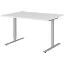 Schreibtisch BARI, T-Fuß, Rechteck, B 1200 x T 800 x H 680-820 mm, weiß/Alu