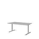 Schreibtisch BARI, T-Fuß, Rechteck, B 1600 x T 800 x H 680-820 mm, hellgrau/Alu