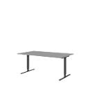 Schreibtisch BARI, T-Fuß, Rechteck, B 1600 x T 800 x H 680-820 mm, mittelgrau/anthrazit